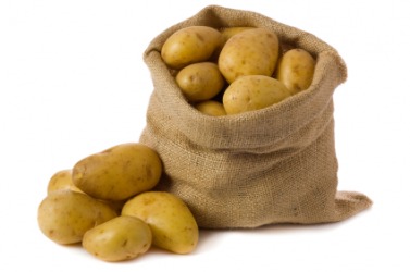 A sackful of potatoes. A sackful of potatoes.