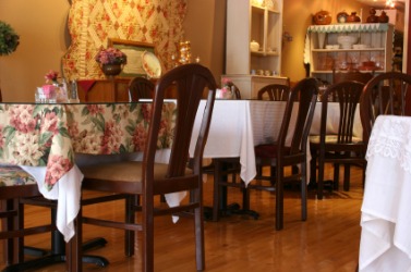 Tables in a tearoom. Tables in a tearoom.