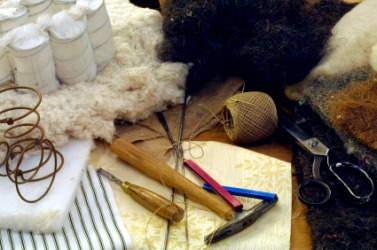 The tools of an upholsterer. The tools of an upholsterer.
