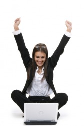 A happy computer user. A happy computer user.