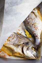 Fish wrapped in wax paper. Fish wrapped in wax paper.