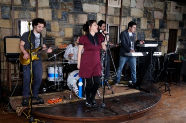 A music band performs. A music band performs.