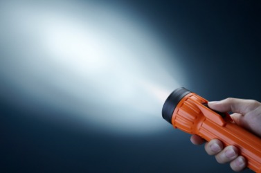 A beaming flashlight. A beaming flashlight.