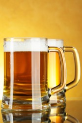 Two mugs of beer. Two mugs of beer.