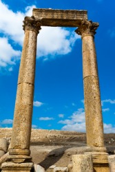 A capstone on pillars. A capstone on pillars.