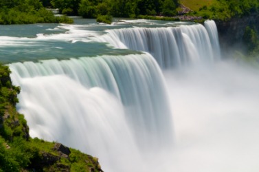 A cascading waterfall. A cascading waterfall.