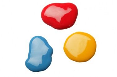 Dabs of red, blue and yellow paint. Dabs of red, blue and yellow paint.