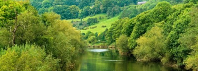 A river runs through a dell. A river runs through a dell.