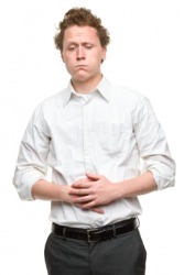 This man suffers from nausea. This man suffers from nausea.