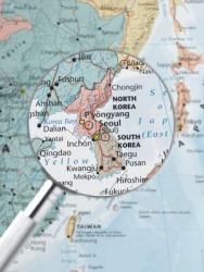 A map of North and South Korea - the site of the Korean War. A map of North and South Korea - the site of the Korean War.