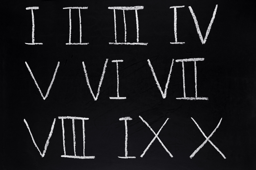 Roman Numerals 1 30 Chart